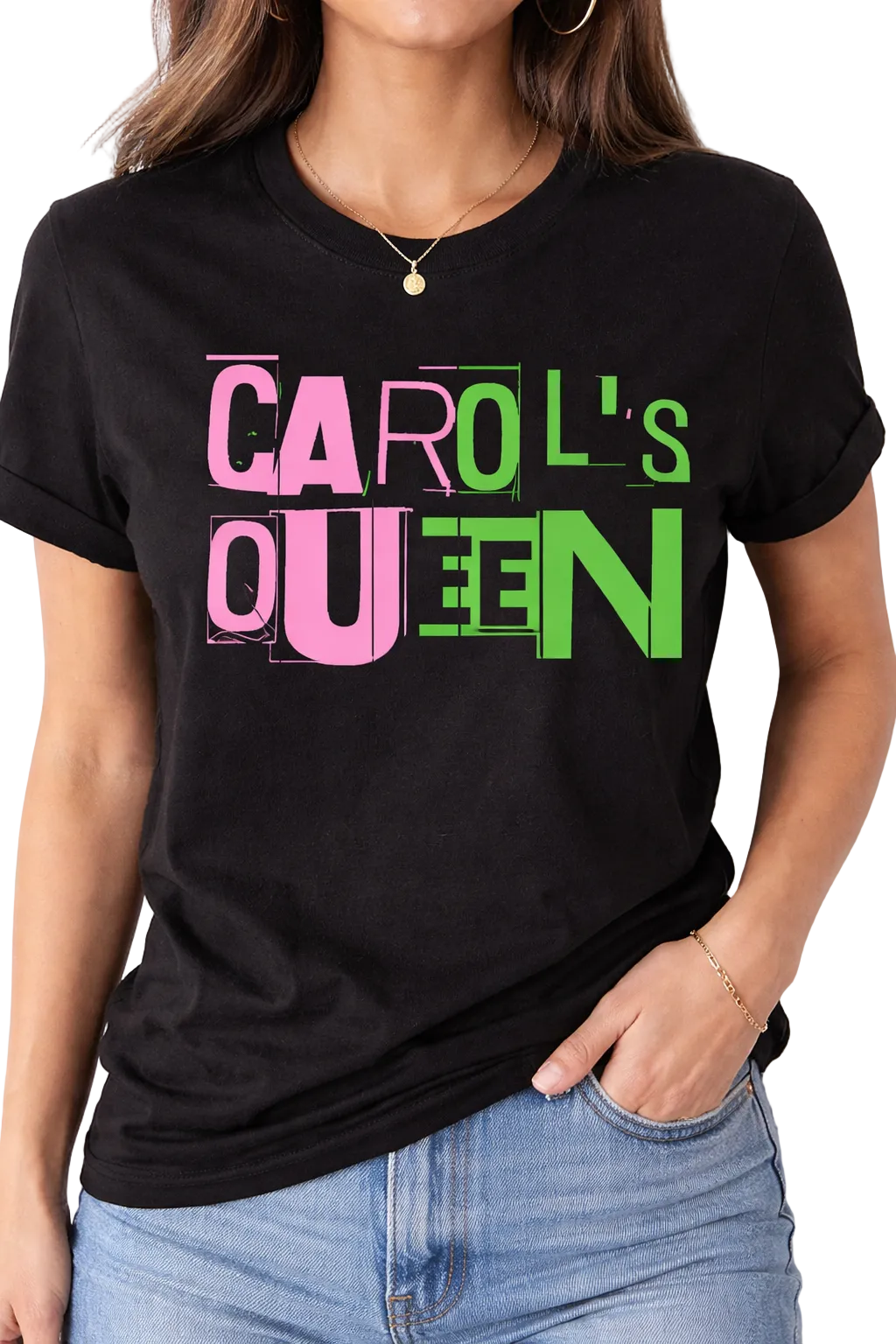 Carol’s Queen Statement Tee - (pink & green)