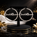 Carol’s Queen Twisted Script Hoop Earrings (Stainless Steel Silver Edition)